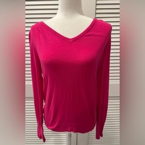 Skies Are Blue Fuchsia Long Sleeve V-Neck Top